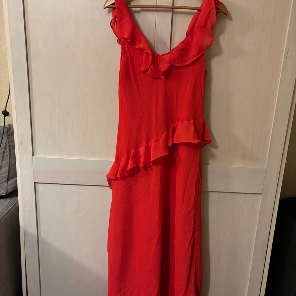 A new day Vibrant Red Asymmetrical Dress